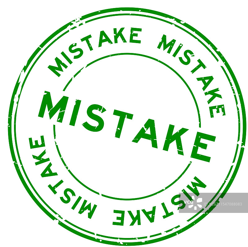 磨损的绿色错误字样圆形橡胶印章图片素材