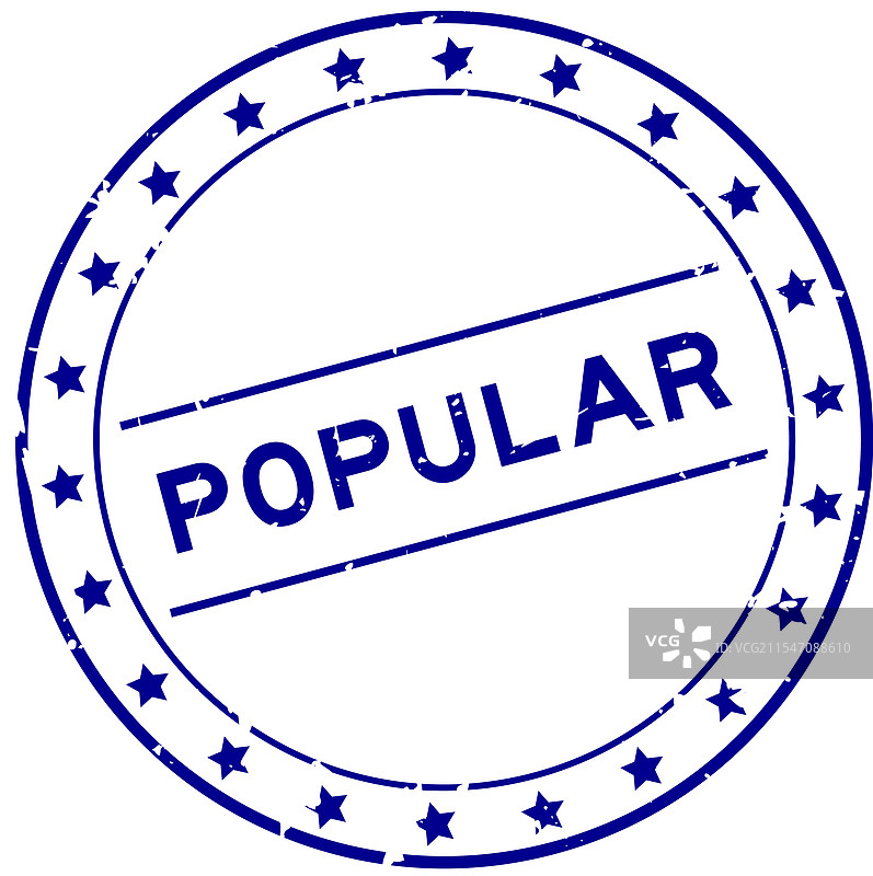 复古蓝色流行词圆形橡胶印章图片素材