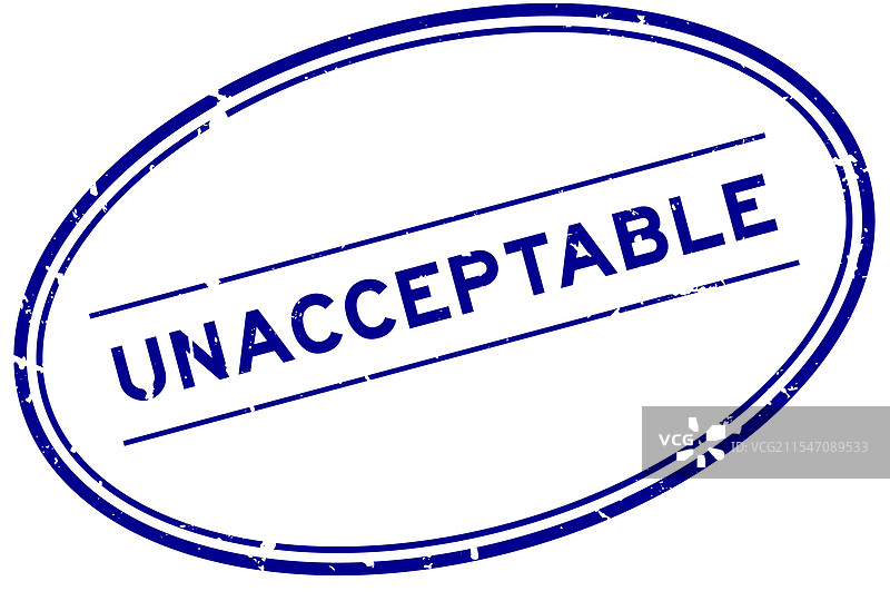 粗糙蓝色不可接受字样的椭圆形橡胶印章图片素材