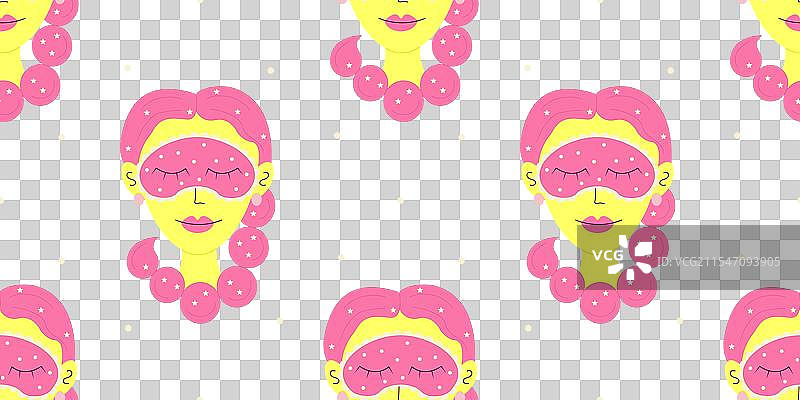 女孩与星星花环的无缝图案图片素材