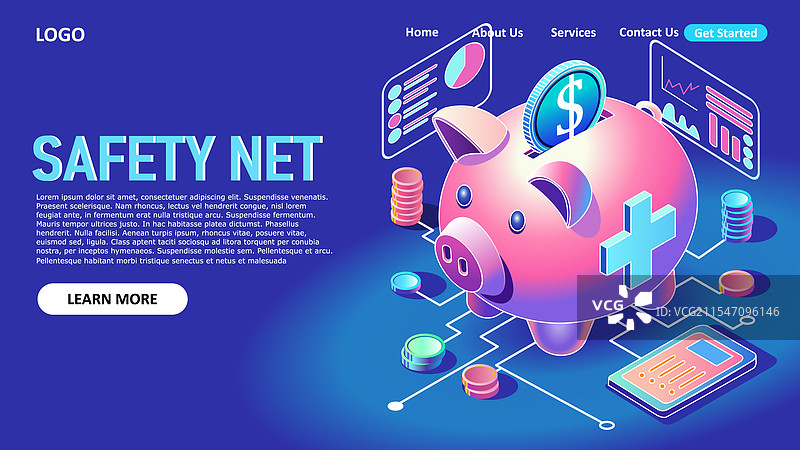 医疗保健安全网储蓄罐图片素材