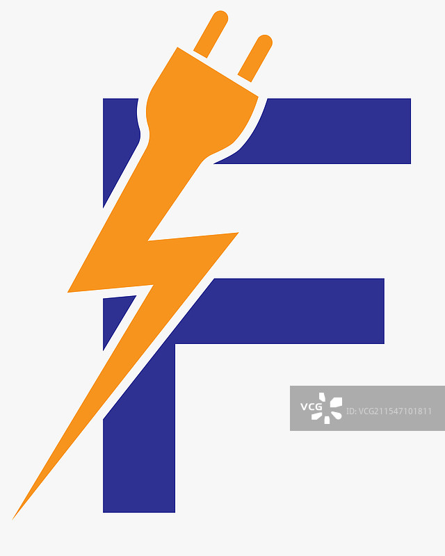 带有电力的字母F初始电气标志概念图片素材