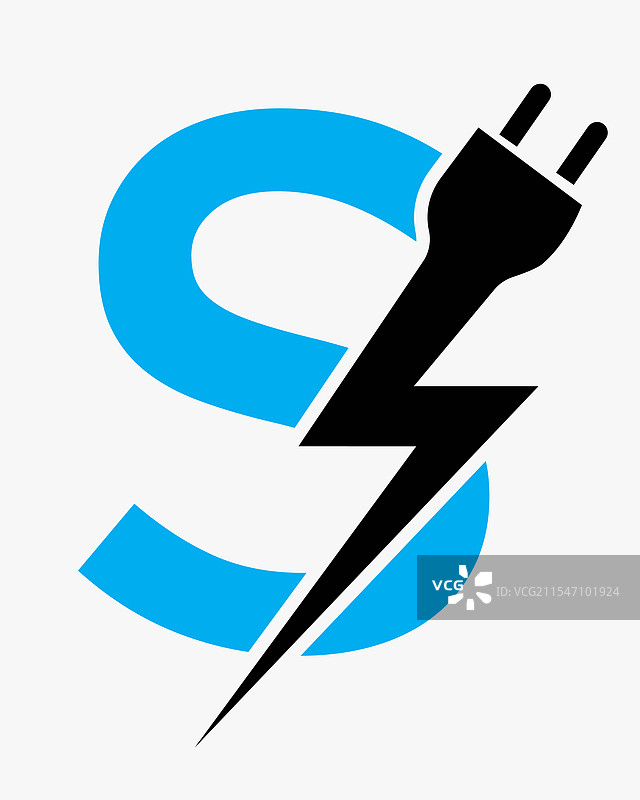 带有电力的字母S初始电气标志概念图片素材