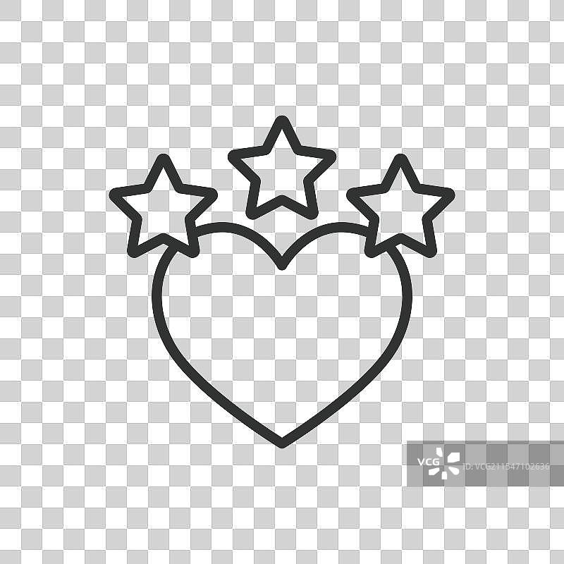 星星与心形图标的线条设计图片素材