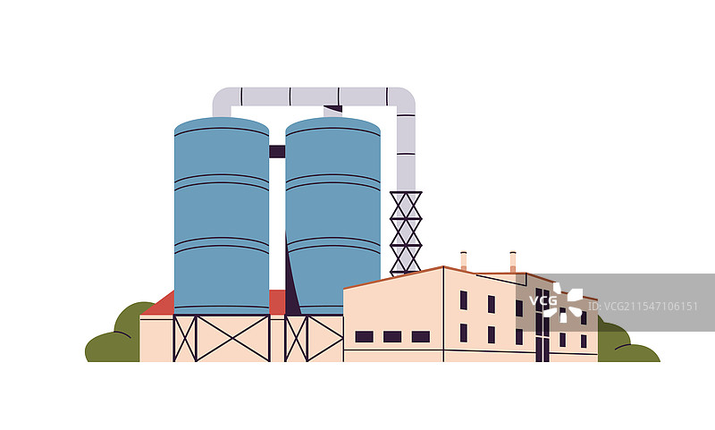 带有水箱的工厂和碉堡植物图片素材