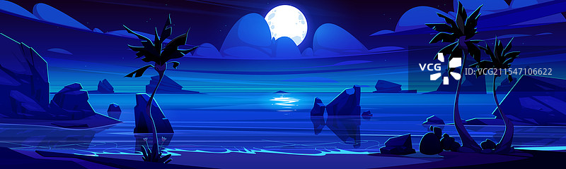 夜晚热带海滩风景图片素材