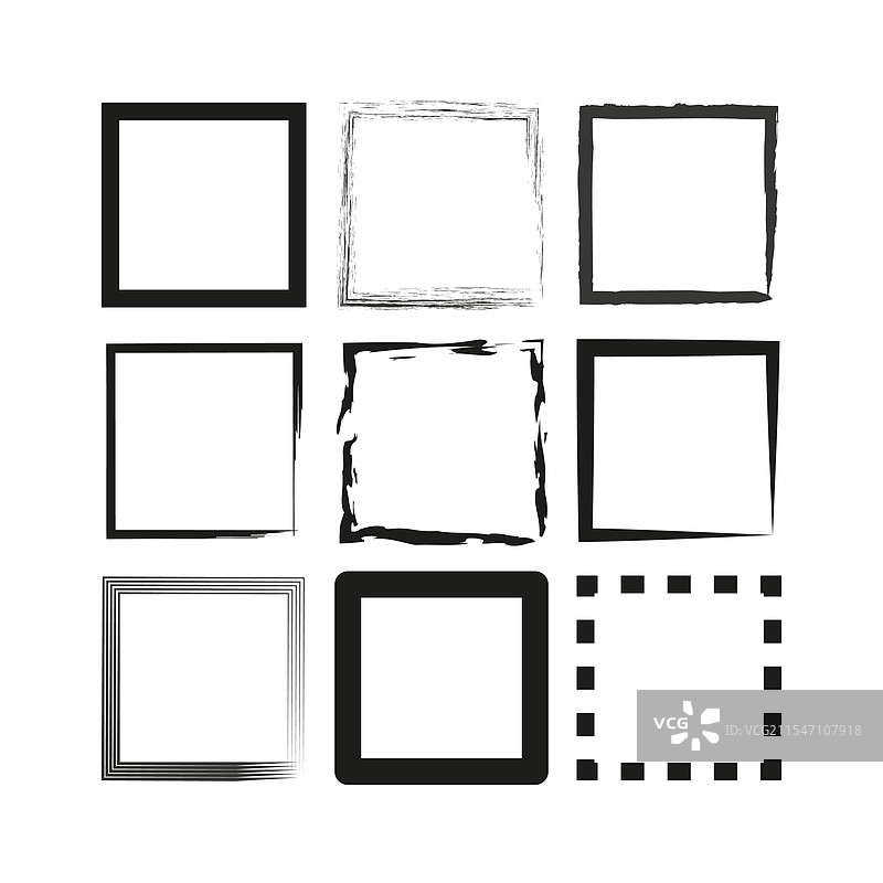方形框架组合，磨损边框形状，装饰性设计图片素材