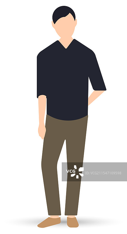 一个年轻男子梳着分头，穿着长裤图片素材