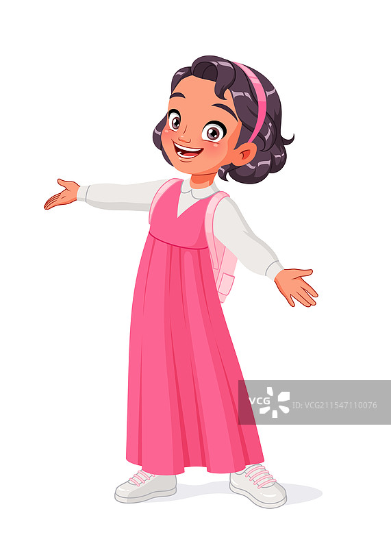 可爱的小阿拉伯女孩微笑着打招呼图片素材