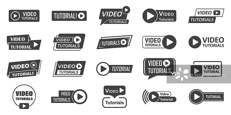 平面风格的视频教程图标集图片素材