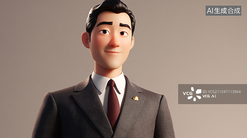 【AI数字艺术】3d卡通西装男人图片素材