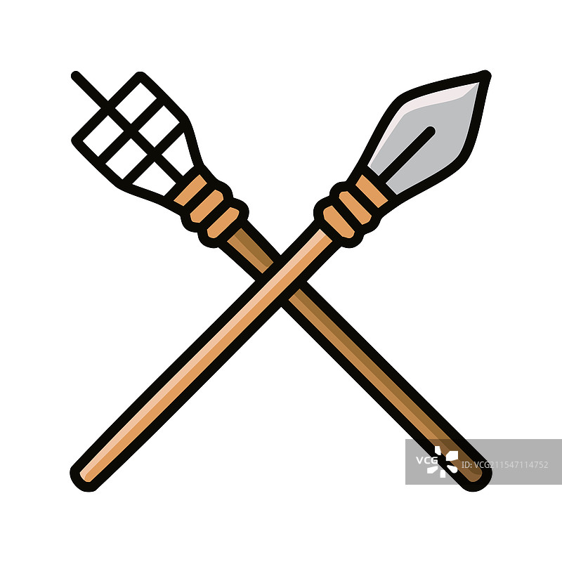 白色背景上的交叉中世纪长矛图标图片素材