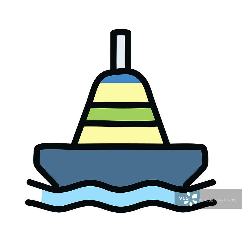 可编辑轮廓图标的船用浮标填充设计图片素材