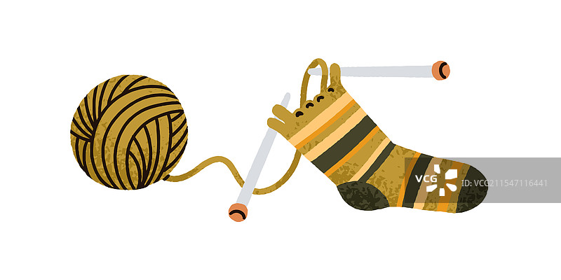 编织温暖的羊毛袜子 手工羊毛纱线图片素材