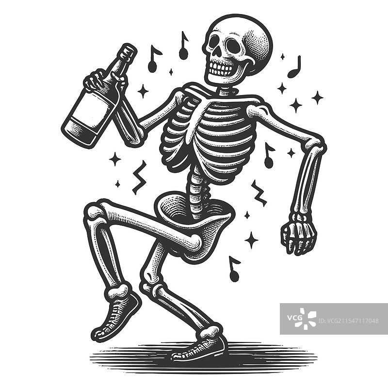 跳舞的骷髅与龙舌兰酒图片素材