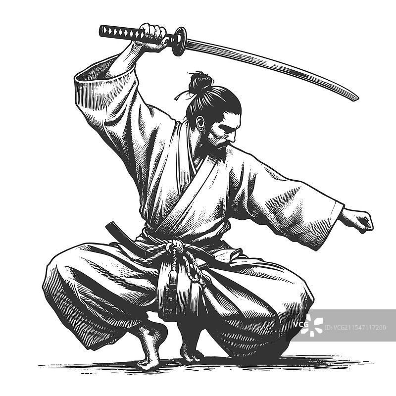 武士道武士与剑的雕刻图片素材