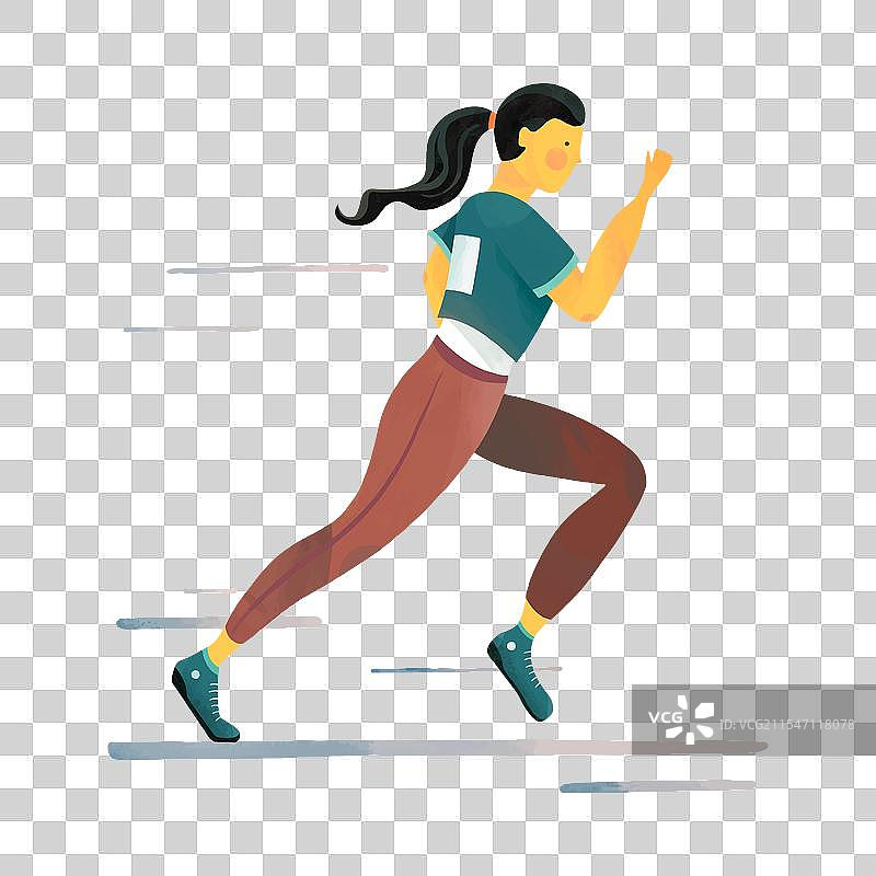 年轻女性黑发参加马拉松比赛图片素材