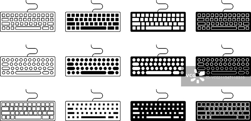 set of keyboard silhouettes图片素材
