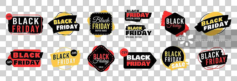 黑色星期五标签套装横幅特价促销图片素材