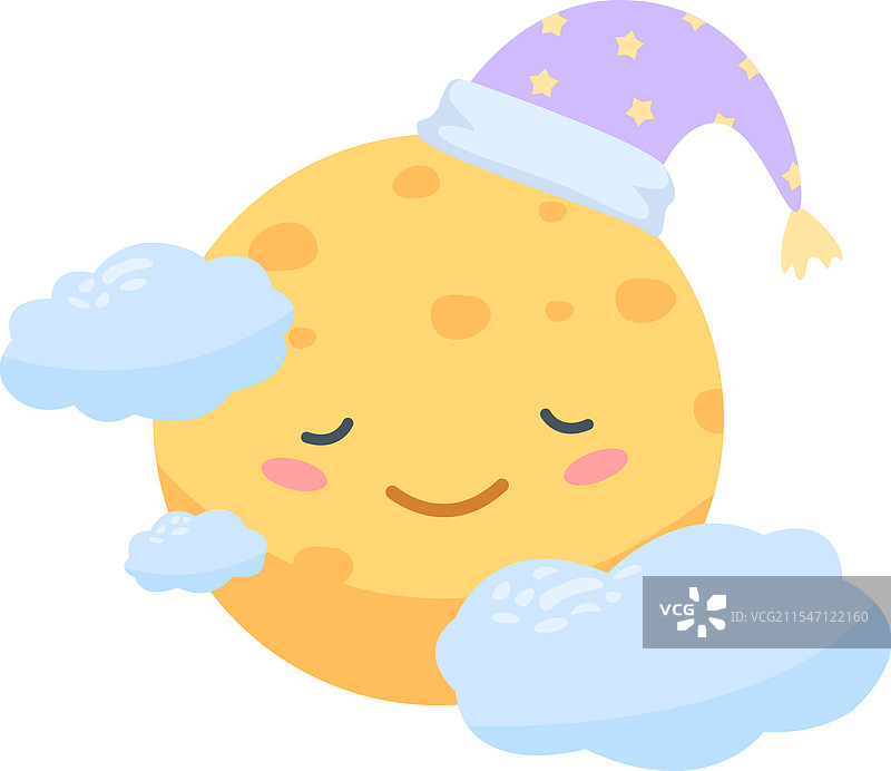 快乐睡觉的卡通月亮图片素材