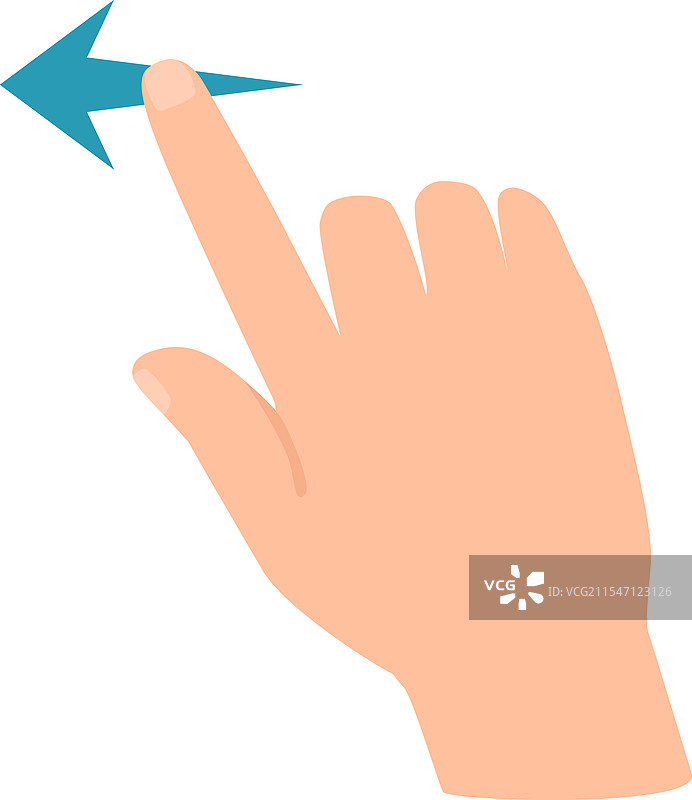 卡通手做出向左滑动的手势图片素材