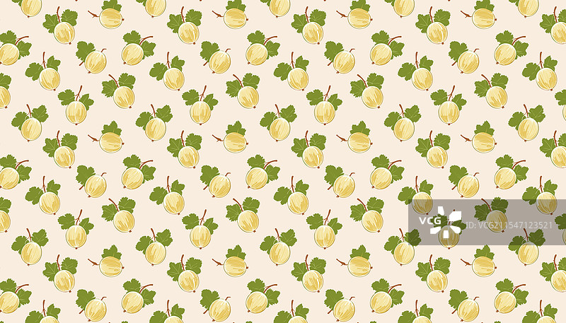 无缝图案，带有醋栗果实和图片素材