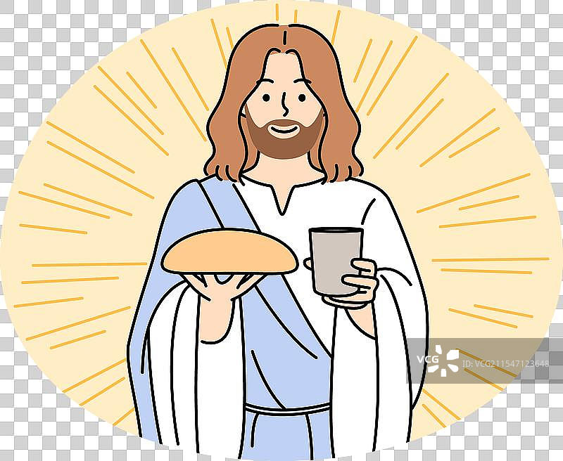 耶稣基督与面包和酒图片素材