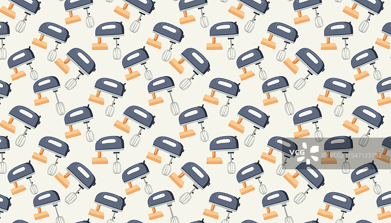 厨房搅拌机无缝图案，扁平卡通风格图片素材