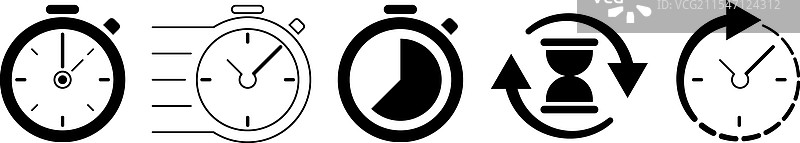 计时器图标集秒表符号图片素材