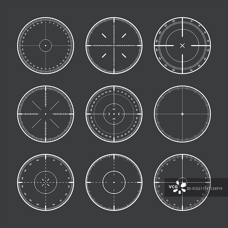 各种带有度数刻度的狙击步枪瞄准镜图片素材