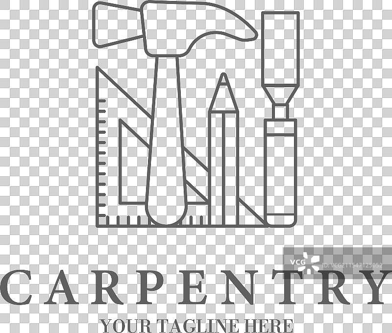 极简主义木工工具图标线条logo设计图片素材