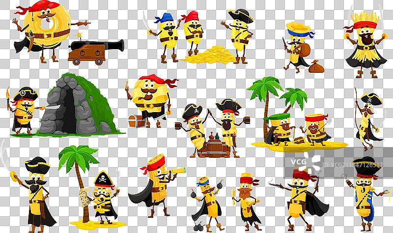 卡通意大利面海盗或私掠者角色图片素材