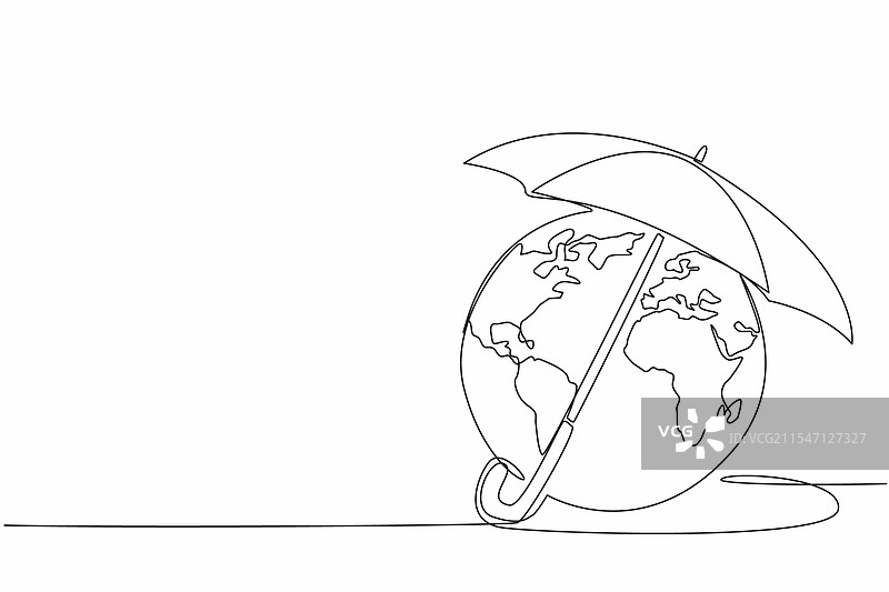 单一连续线条绘制的地球部分图片素材