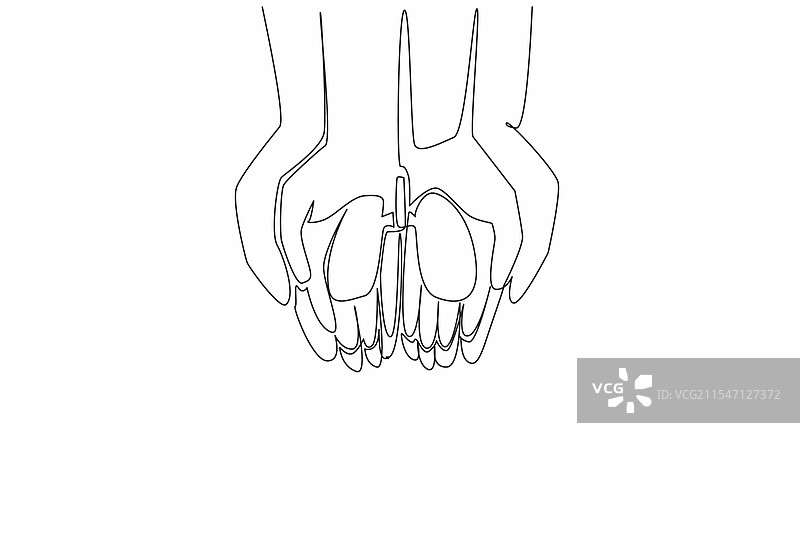 一笔连画的两只手掌图片素材