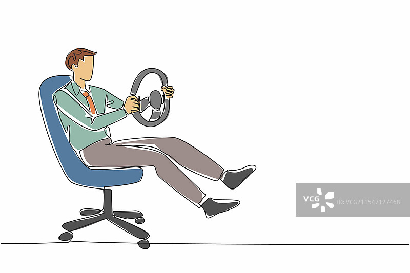 连续一笔画的商人坐着图片素材