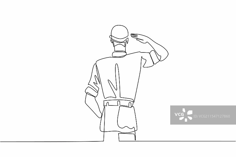 士兵背影的单线条画图片素材