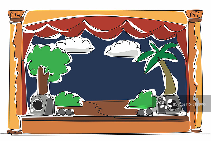 单线条绘制的剧院舞台图片素材