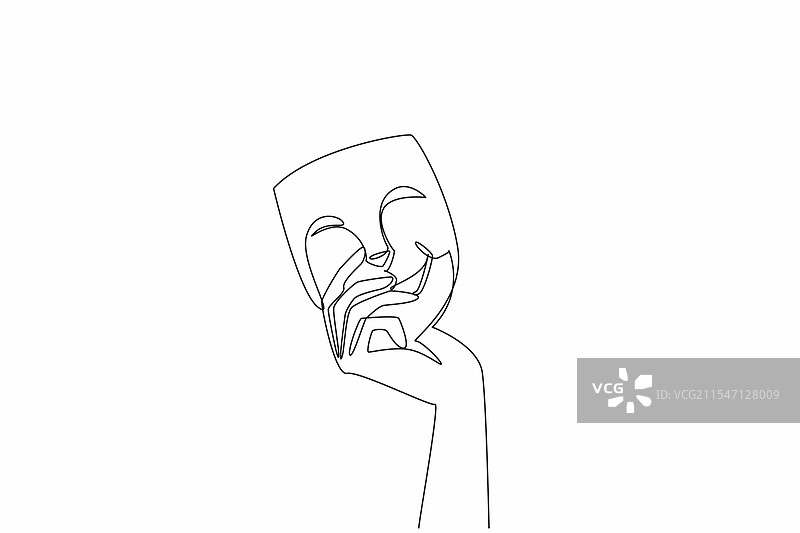 一笔连画的手握着一个物体图片素材