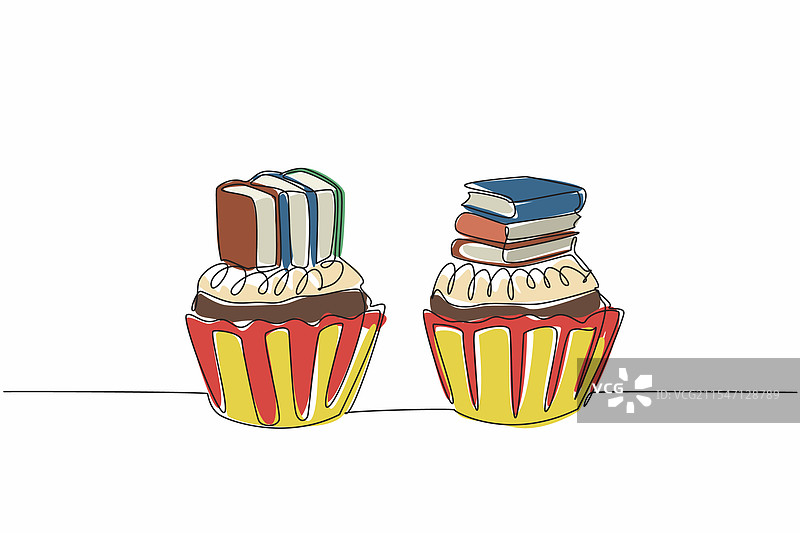 连续一笔画出两个杯子蛋糕图片素材