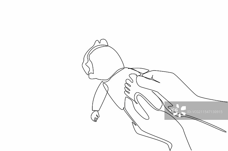 连续一笔画的婴儿脚部按摩图片素材