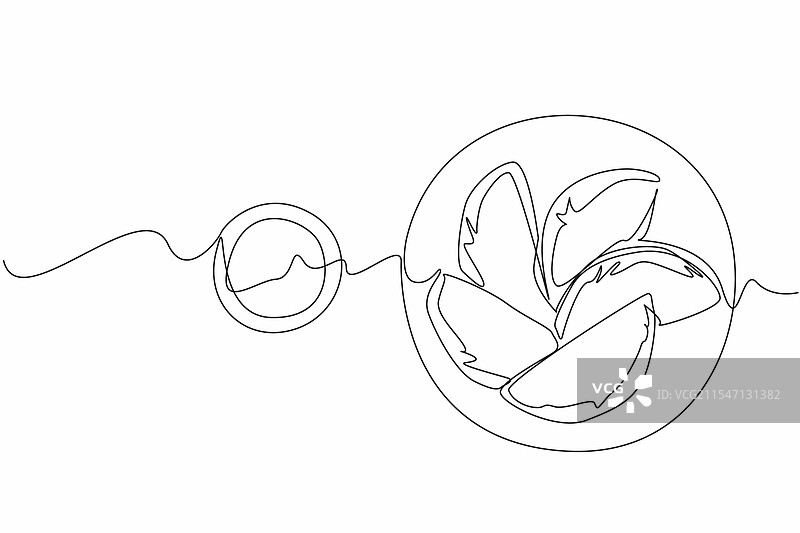 一笔画出五个饺子放在一个盘子上图片素材
