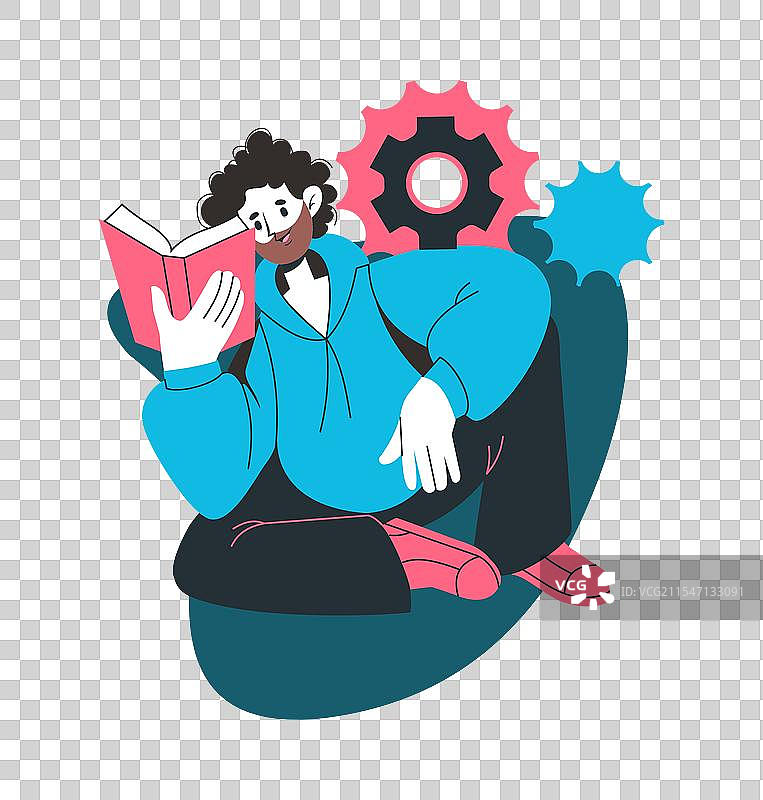 人们思考，学生在认真阅读书籍图片素材