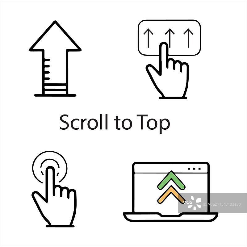 可编辑的向上滑动或滚动到顶部图标图片素材