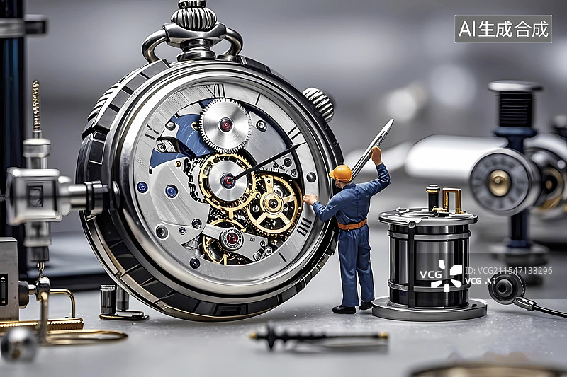 【AI数字艺术】微距钟表维修机械表结构场景图片素材