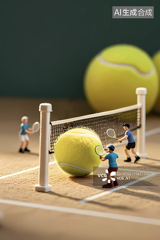 【AI数字艺术】微距网球运动场竞技比赛场景图片素材