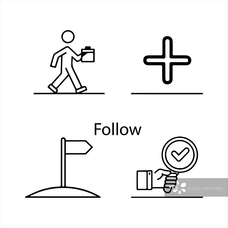 跟随图标 可编辑 EPS 10 图标集图片素材