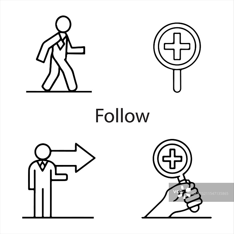 可编辑的EPS 10图标集：跟随图标图片素材