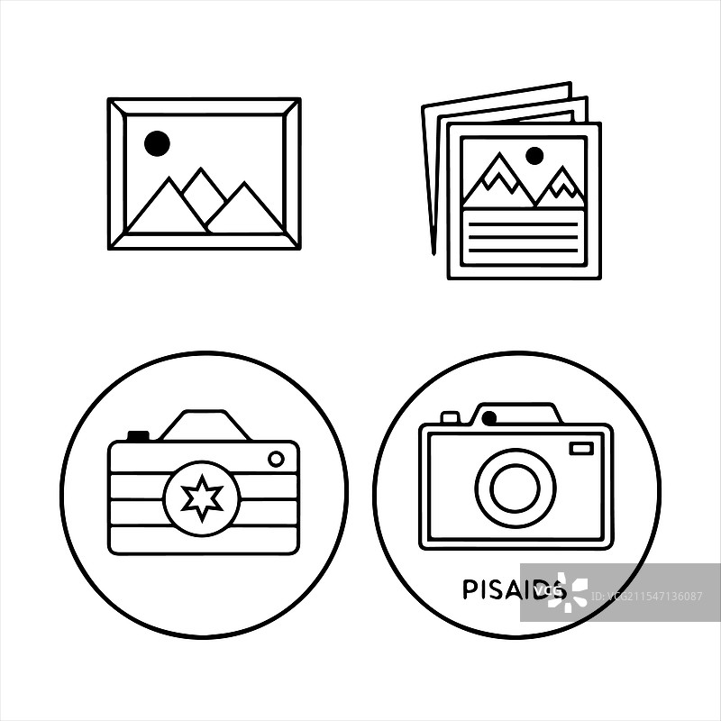 可编辑的画廊和图像图标 EPS 10 IC图片素材