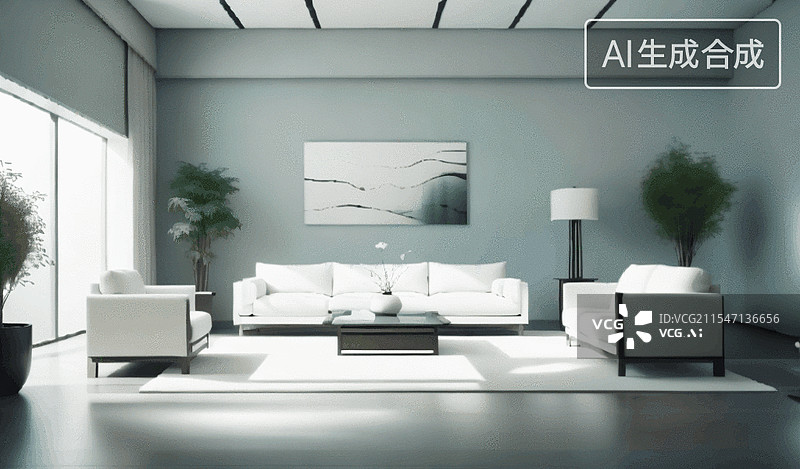 【AI数字艺术】现代客厅图片素材