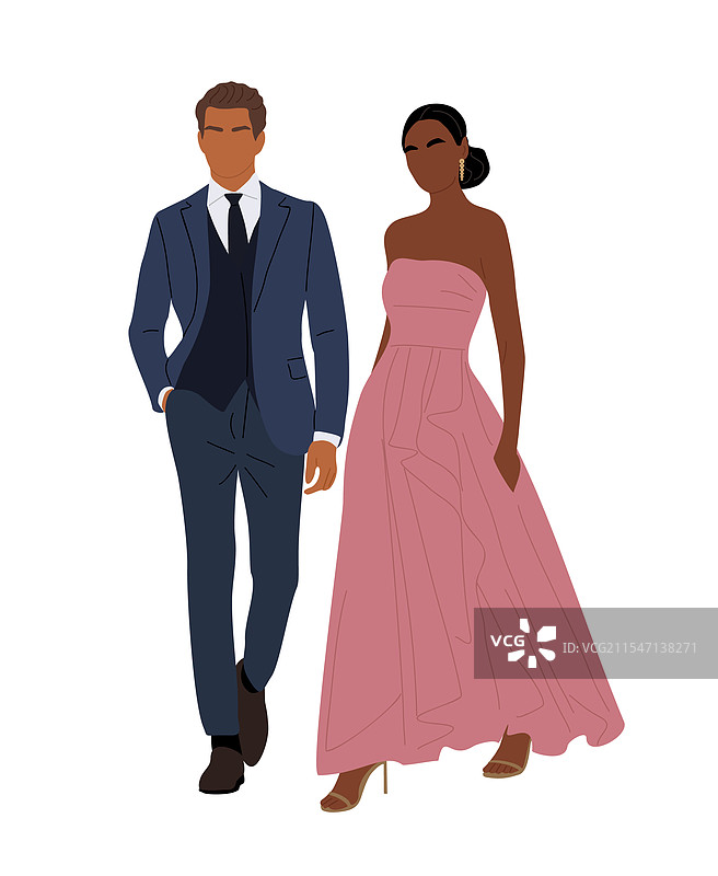 多种族情侣穿着晚礼服图片素材